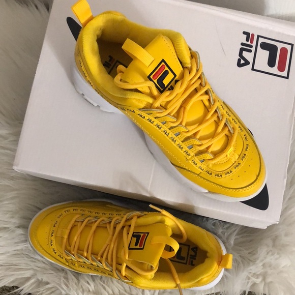 Yellow Filas, kids 6, women’s 7 1/2 - Picture 2 of 2